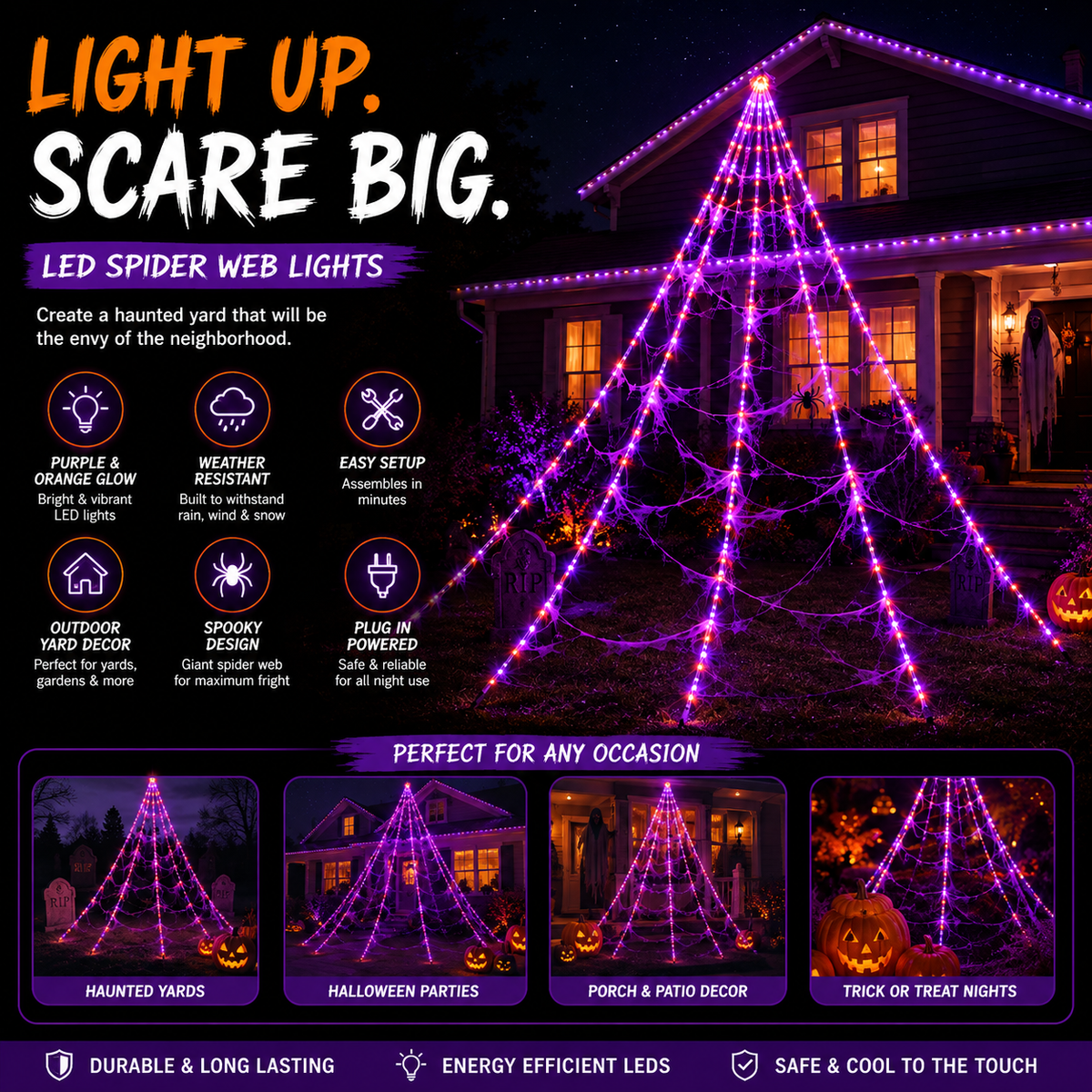 HallowHaven™ LED Spider Web