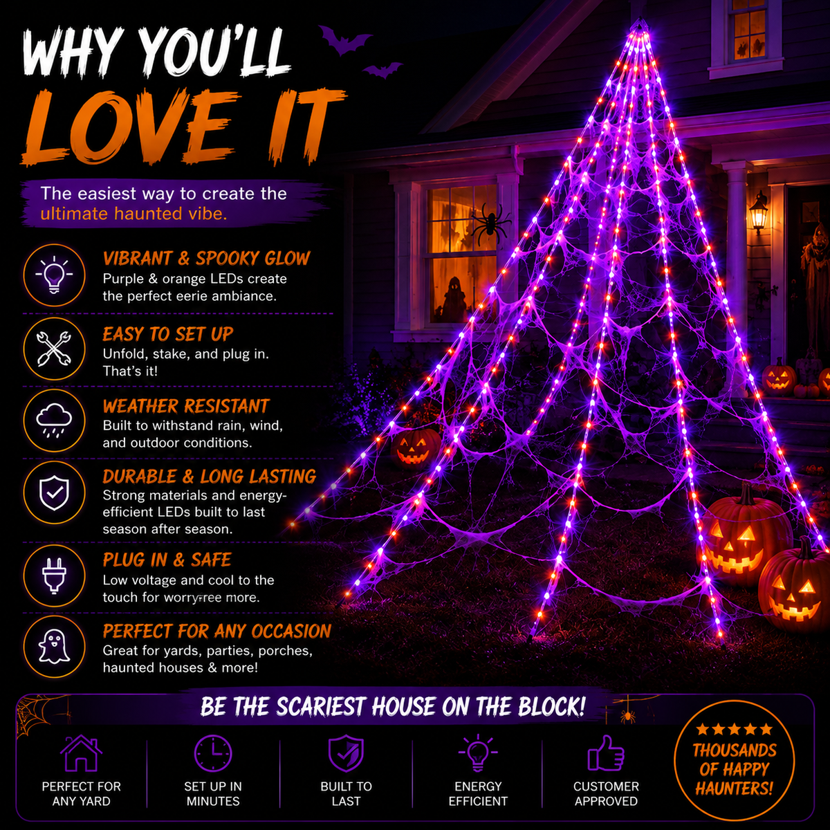 HallowHaven™ LED Spider Web